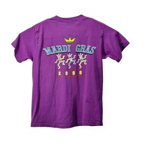 Vintage 2000 Purple Mardis Gras Graphic T Shirt Size Large